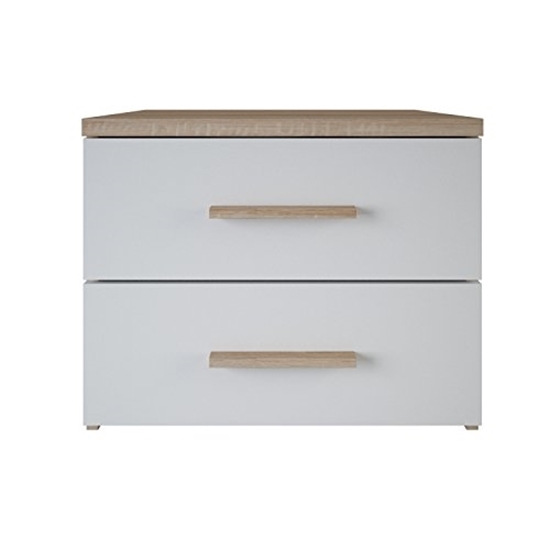 Berlinbuy Demeyere Selena Bedside Table 2 Drawers Chipboard Sonoma Oak White 50 3 X 41 9 X 39 9 Cm